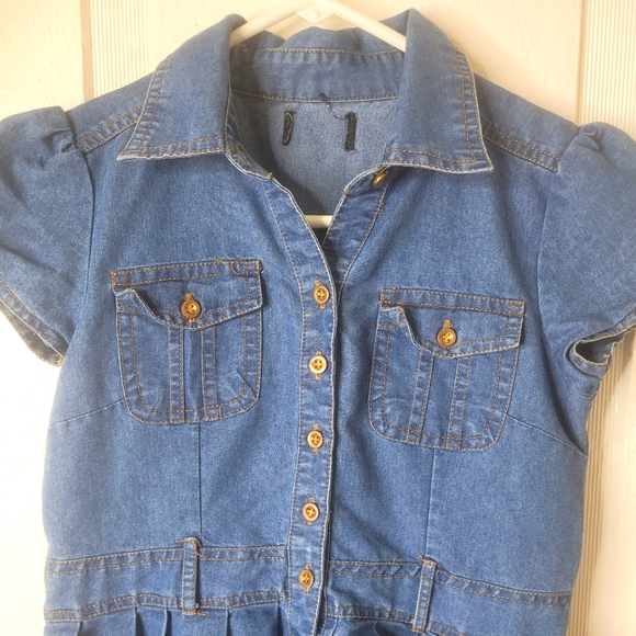 Denim Denim Short Sleeve Girls/KIDS Sz L (10/12) - Picture 2 of 5